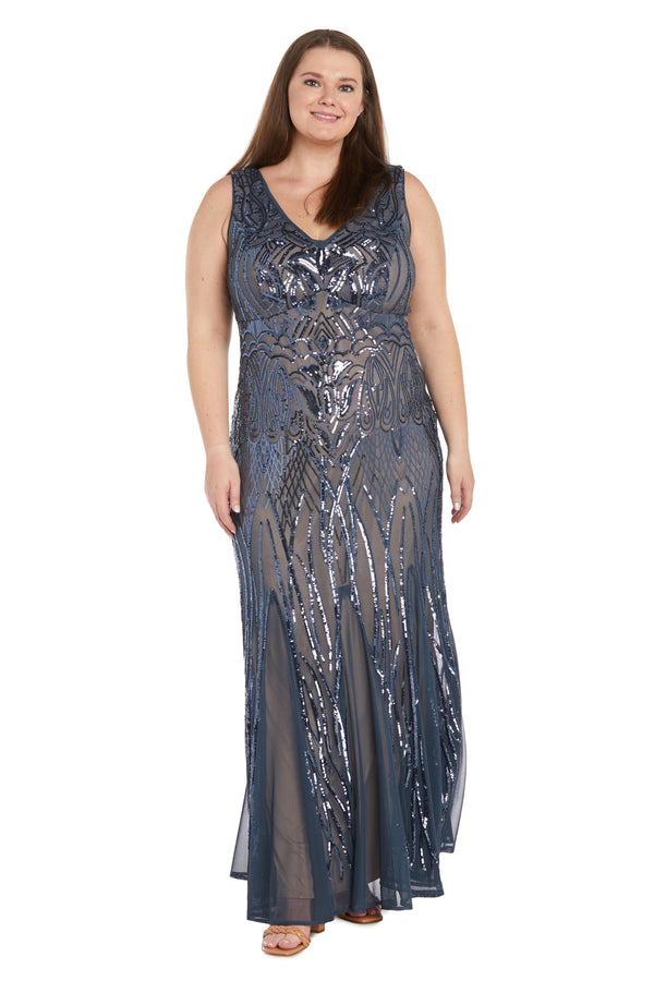 r&m richards Beaded Godet Evening Gown - Plus