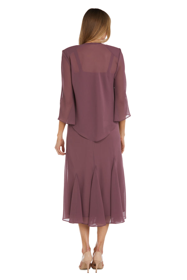 R&m Richards Beaded Slip Chiffon Jacket Dress