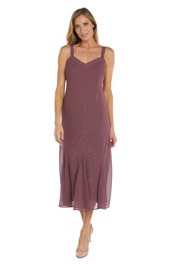 R&m Richards Beaded Slip Chiffon Jacket Dress