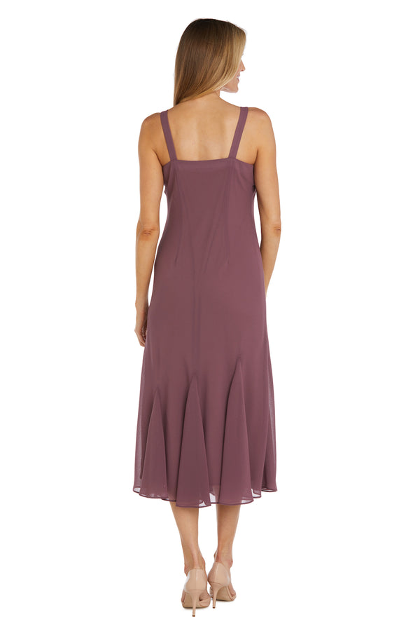 R&m Richards Beaded Slip Chiffon Jacket Dress