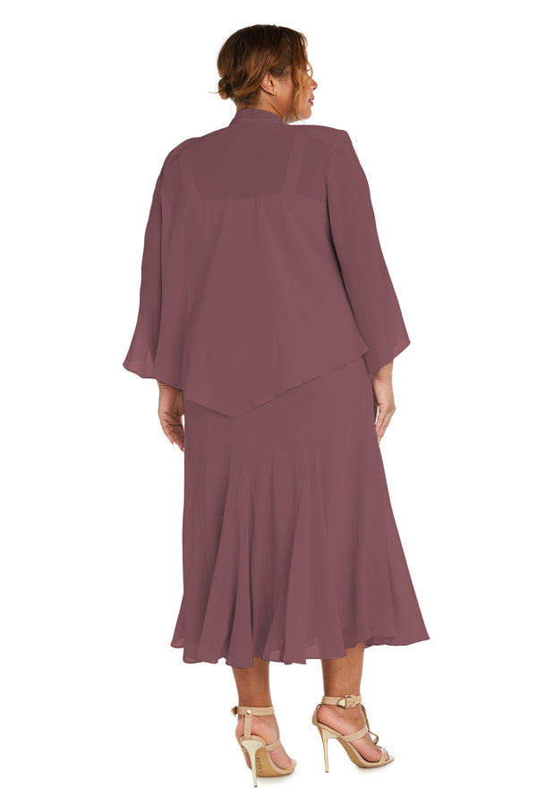 R&m Richards Beaded Slip Chiffon Jacket Dress - Plus