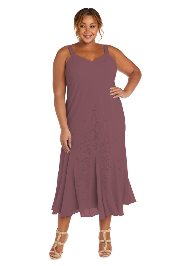 R&m Richards Beaded Slip Chiffon Jacket Dress - Plus