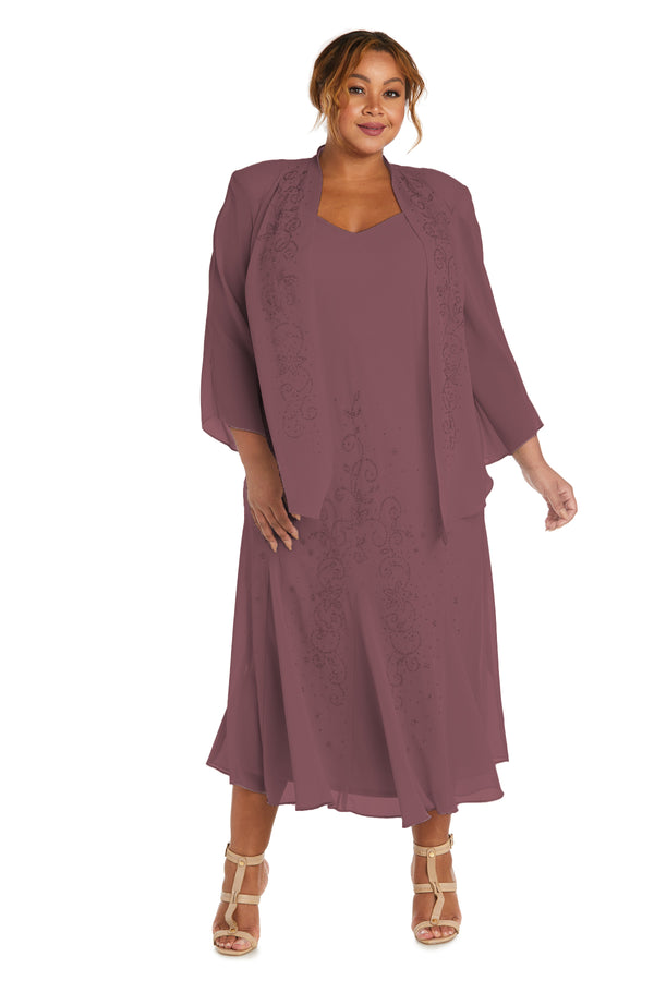 r&m richards Beaded Slip Chiffon Jacket Dress - Plus