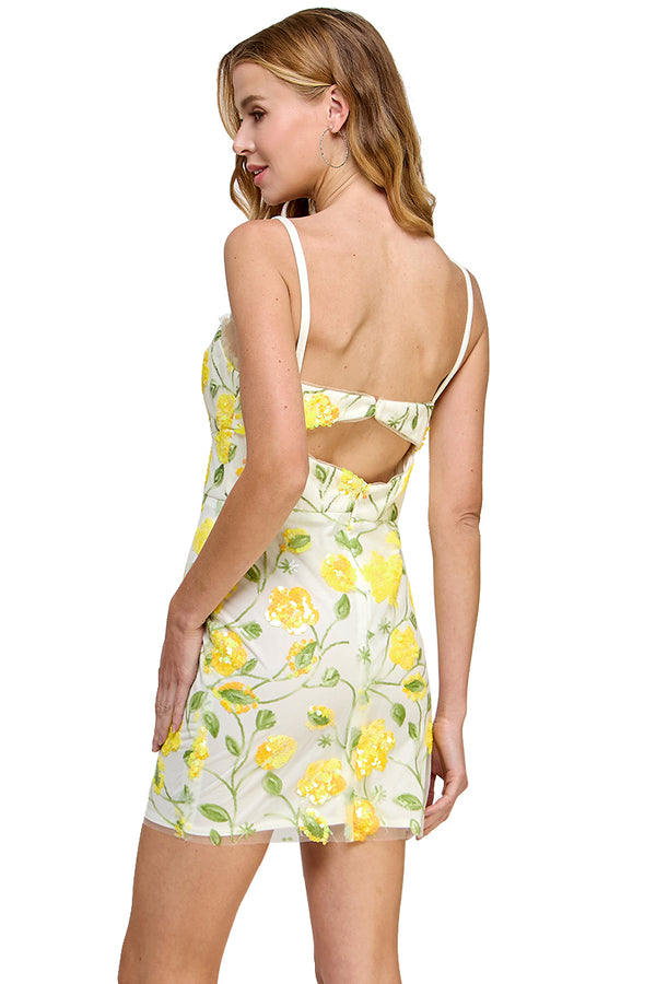 R&m Richards Blossom Sequin Mini Dress