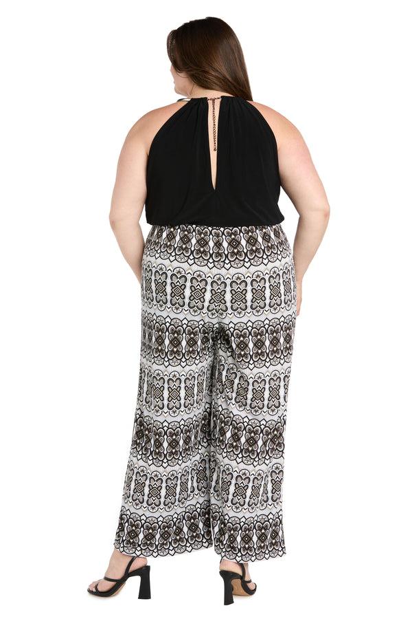 R&m Richards Blouson Neck Chain Jumpsuit - Plus