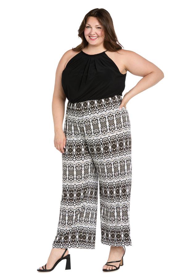 R&m Richards Blouson Neck Chain Jumpsuit - Plus