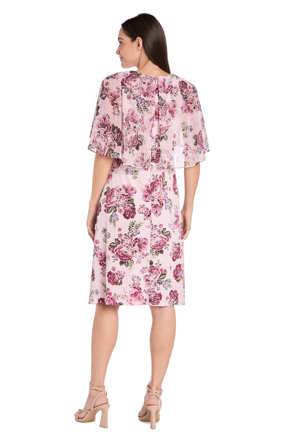 R&m Richards Blush Bloom Knee-Length Dress