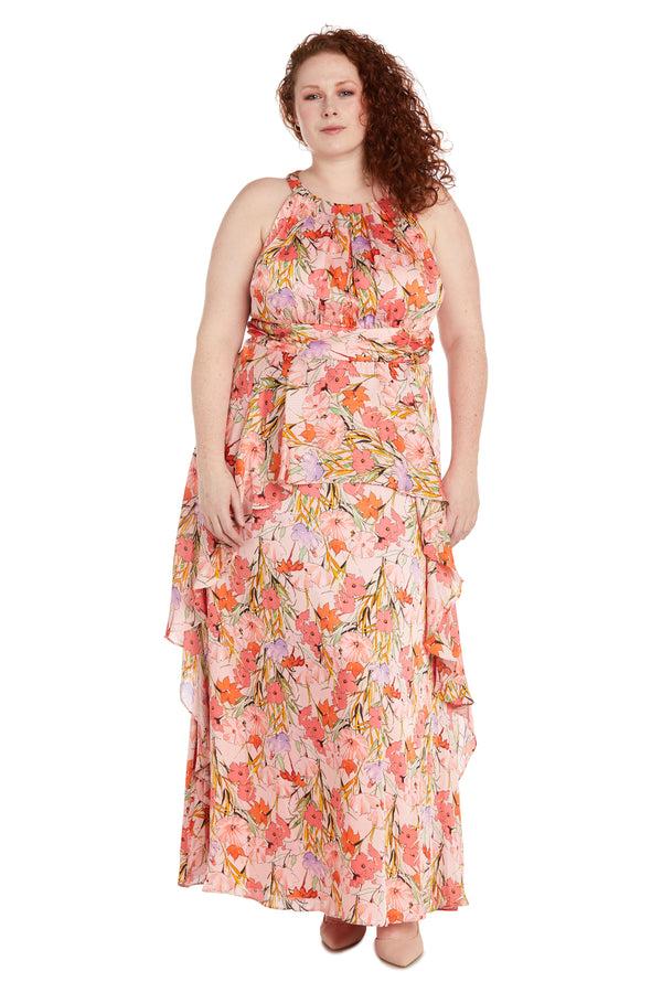 R&m Richards Bright Floral Ruffle Dress - Plus