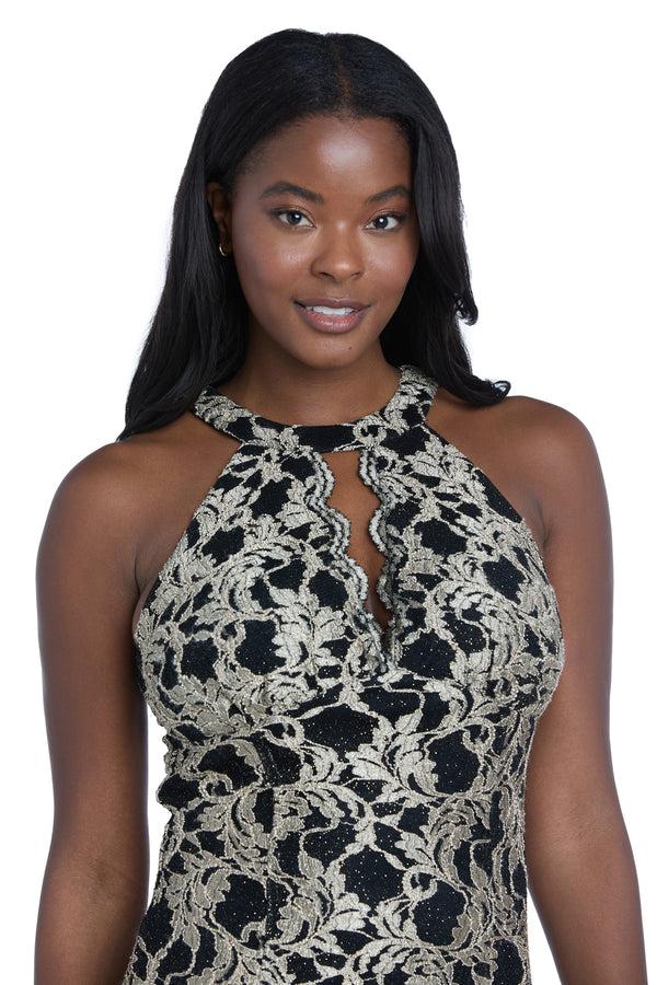 R&m Richards Cambri High Neck Gown