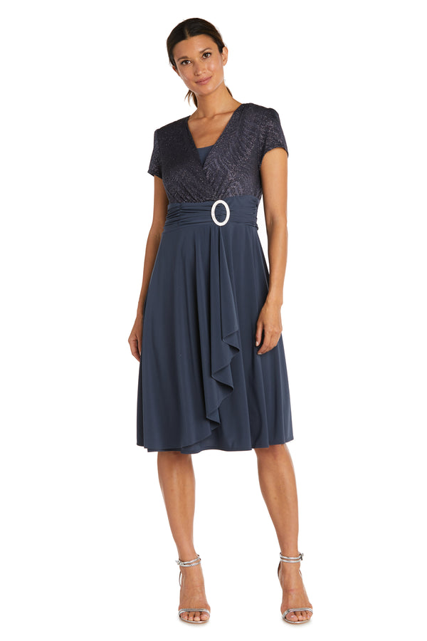 R&m Richards Cascade Wrap Dress With Waist Sash