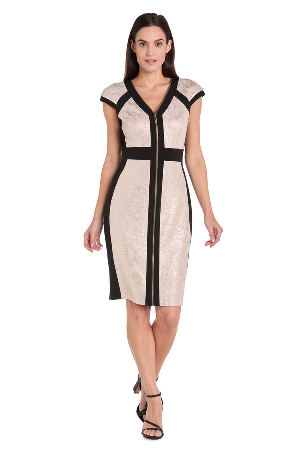 r&m richards Champagne Edge Zip-Front Dress