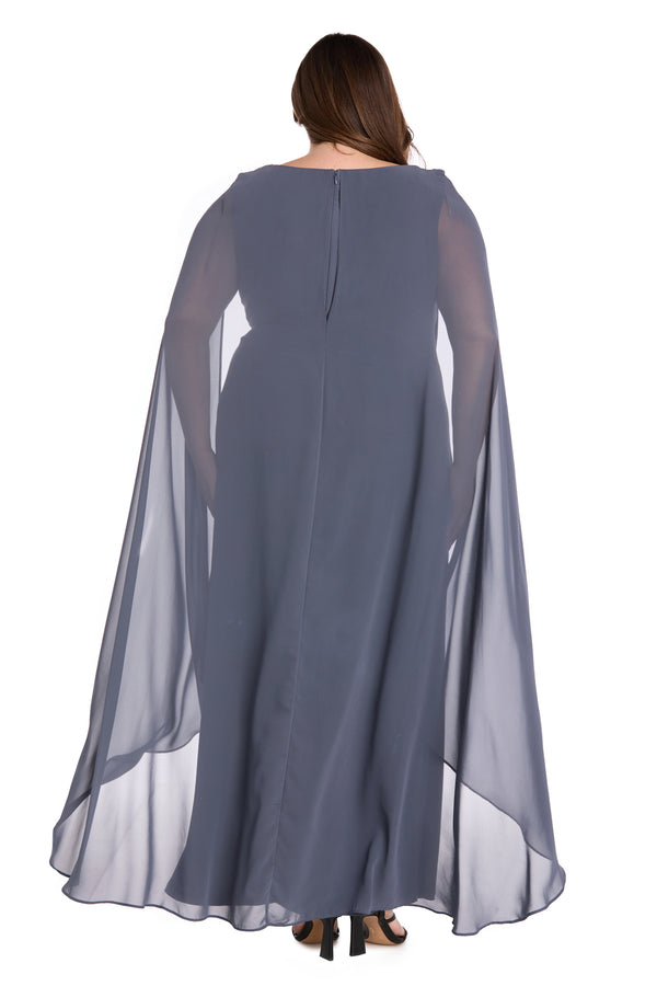 R&m Richards Chiffon Duster Cape Gown - Plus