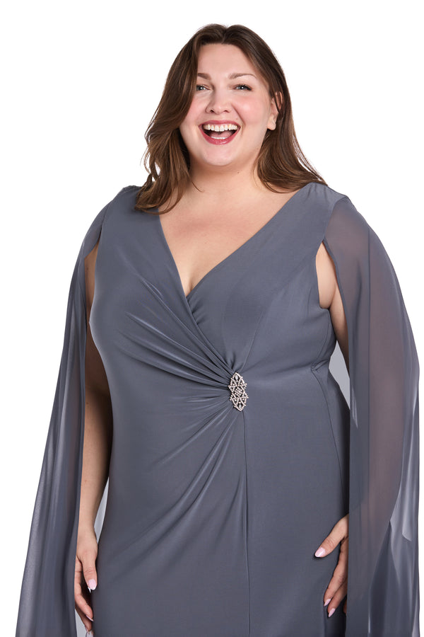 R&m Richards Chiffon Duster Cape Gown - Plus