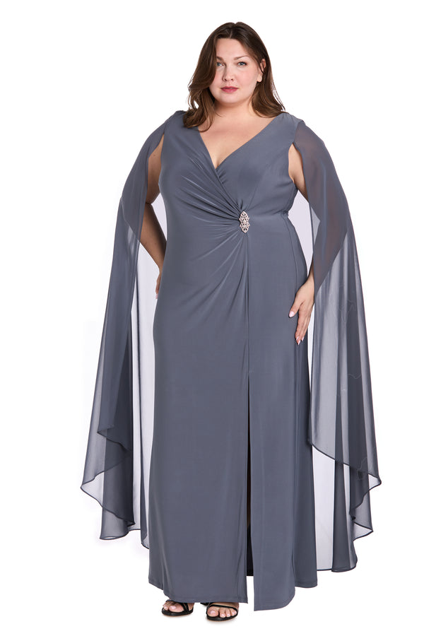 r&m richards Chiffon Duster Cape Gown - Plus