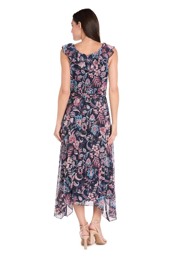 R&m Richards Chiffon High-Low Printed Dress
