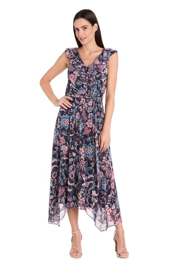 r&m richards Chiffon High-Low Printed Dress - Petite