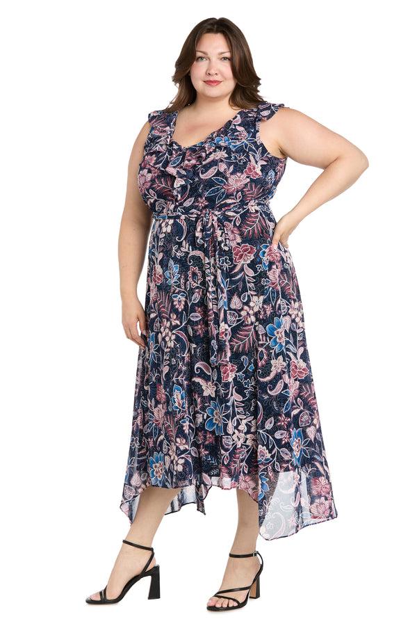 R&m Richards Chiffon High-Low Printed Dress - Plus