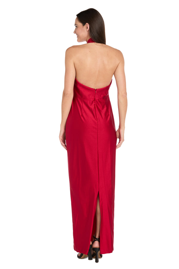 R&m Richards Crisscross Elegance Halter Maxi Dress