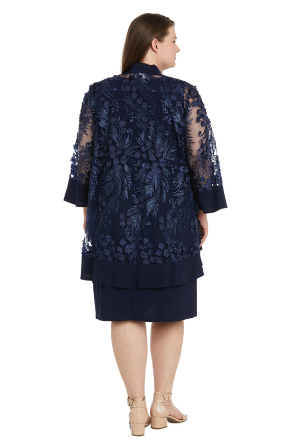 R&m Richards Elegant 3D Floral Jacket Dress - Plus