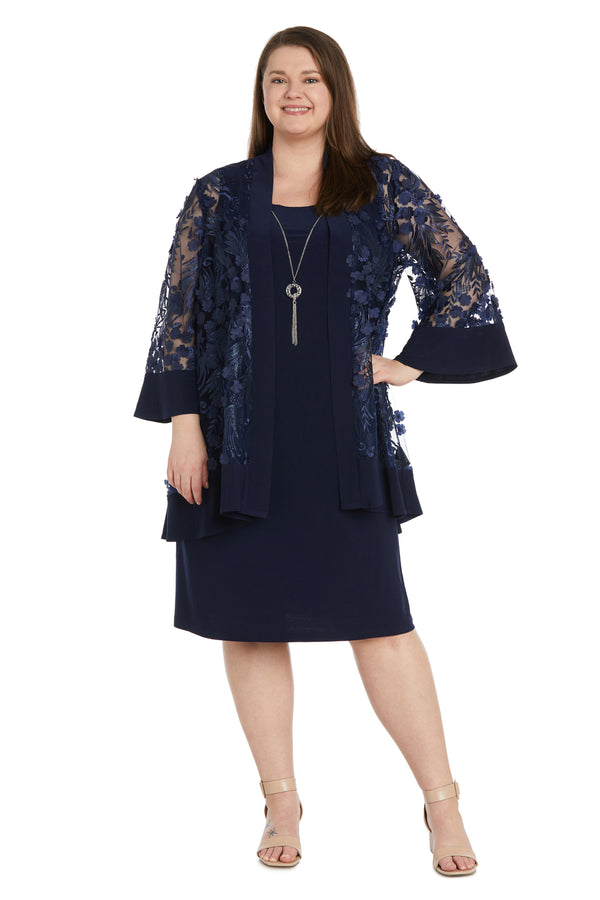 r&m richards Elegant 3D Floral Jacket Dress - Plus