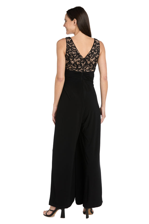 R&m Richards Elegant Lace & Rhinestone Long Jumpsuit