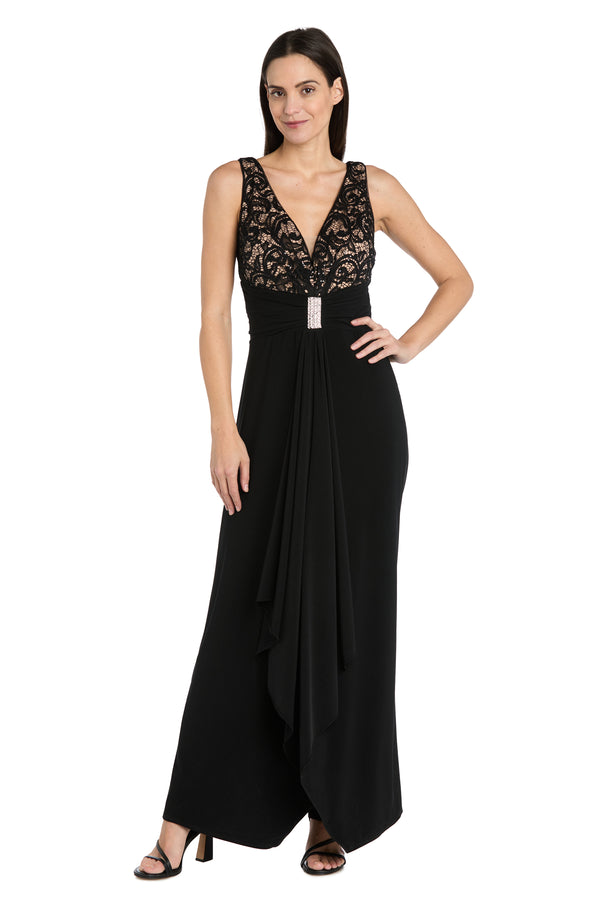 r&m richards Elegant Lace & Rhinestone Long Jumpsuit