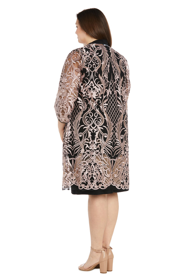 R&m Richards Embroidered Sequin Jacket Dress - Plus