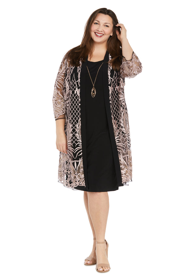 r&m richards Embroidered Sequin Jacket Dress - Plus