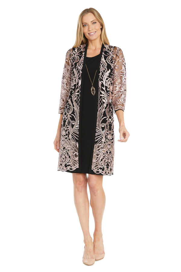 r&m richards Embroidered Sequin Jacket Dress