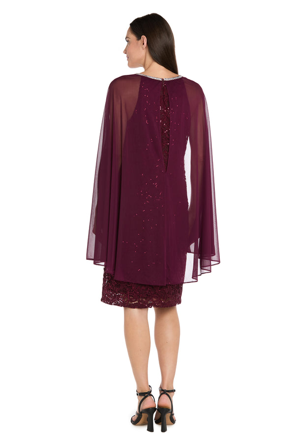 R&m Richards Enchanted Elegance Lace Cape Dress
