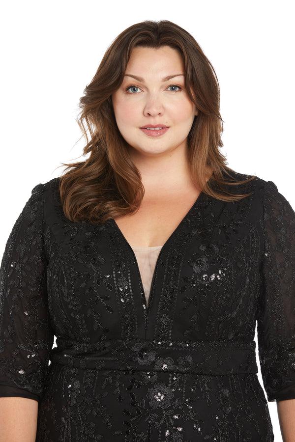 R&m Richards Floral Embroidered Evening Gown - Plus