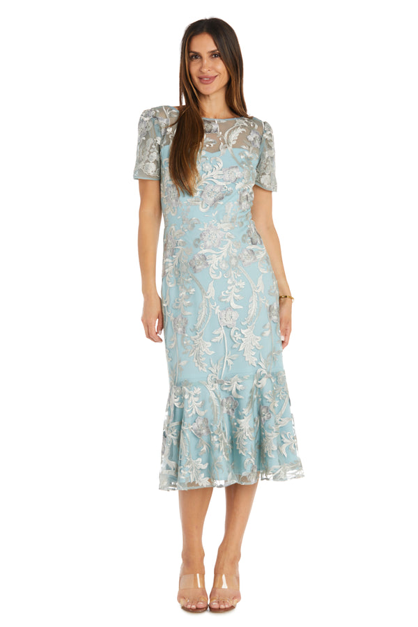 R&m Richards Floral Embroidered Midi Dress