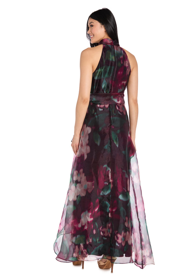 R&m Richards Floral High-Low Taffeta Dress
