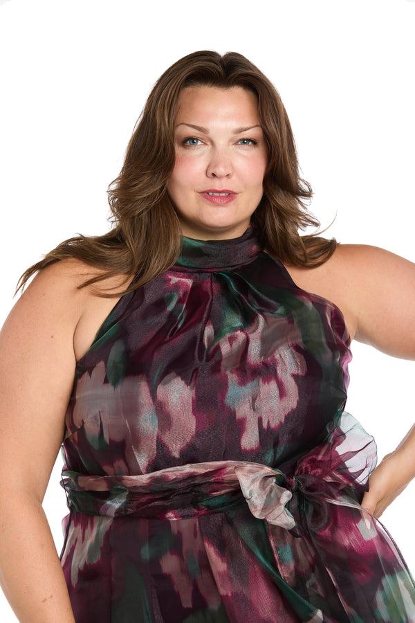 R&m Richards Floral High-Low Taffeta Dress - Plus