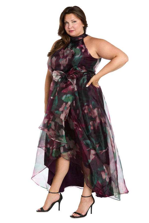 R&m Richards Floral High-Low Taffeta Dress - Plus