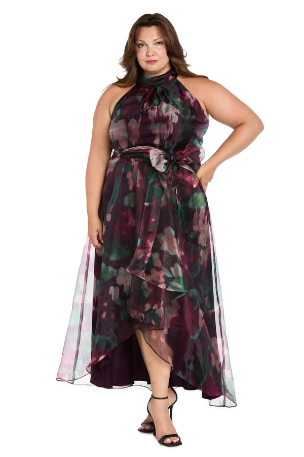 r&m richards Floral High-Low Taffeta Dress - Plus
