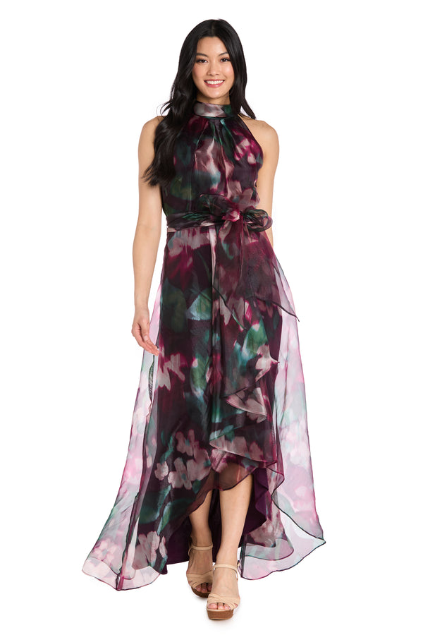 r&m richards Floral High-Low Taffeta Dress