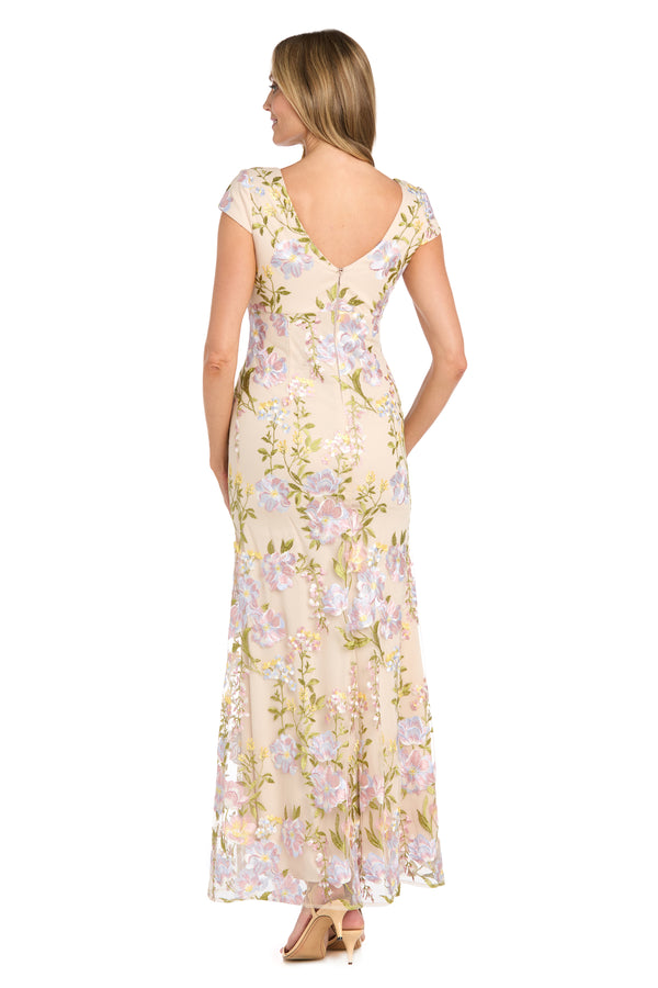 R&m Richards Floral Mesh Maxi Dress