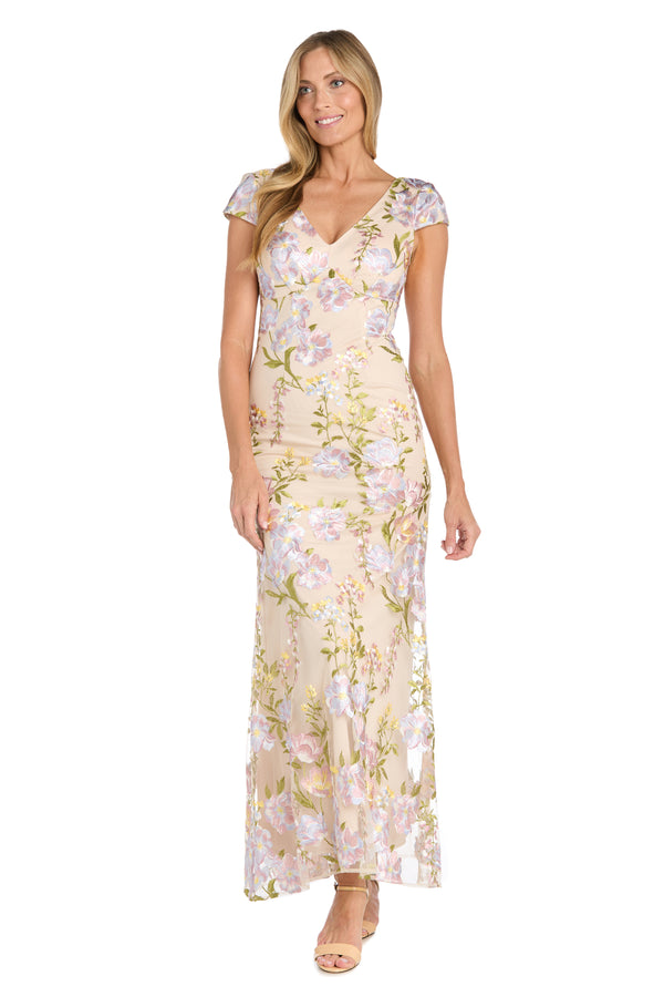 R&m Richards Floral Mesh Maxi Dress