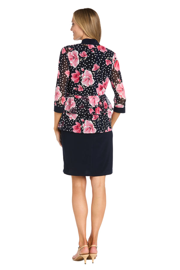 R&m Richards Floral Polka Dot Jacket Dress - Petite