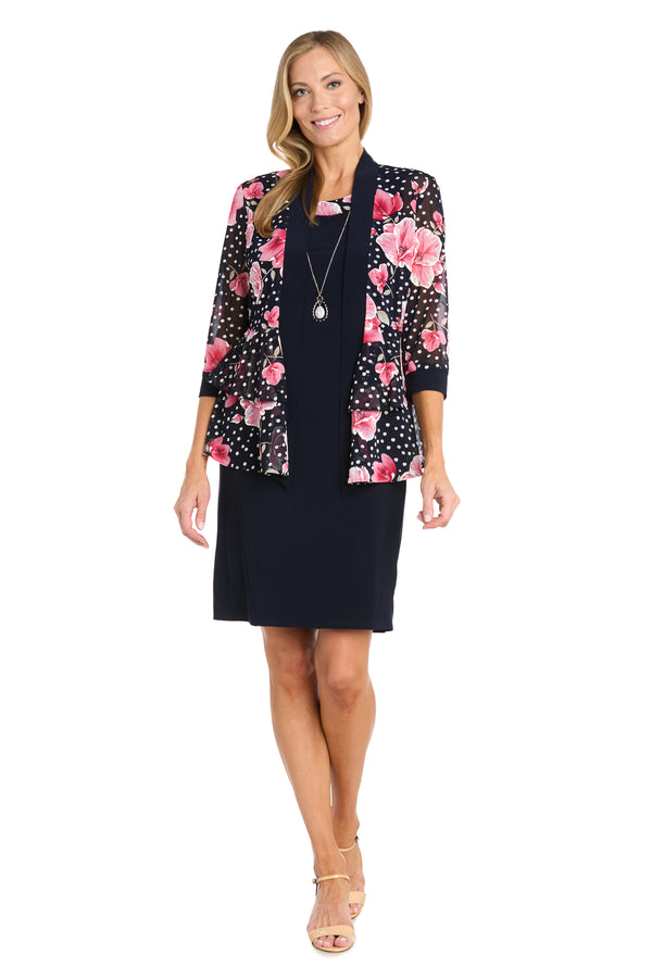 r&m richards Floral Polka Dot Jacket Dress - Petite