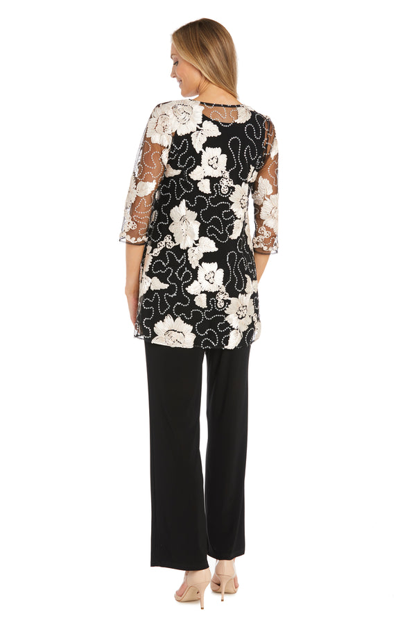 R&m Richards Floral Threadwork Pantsuit - Petite
