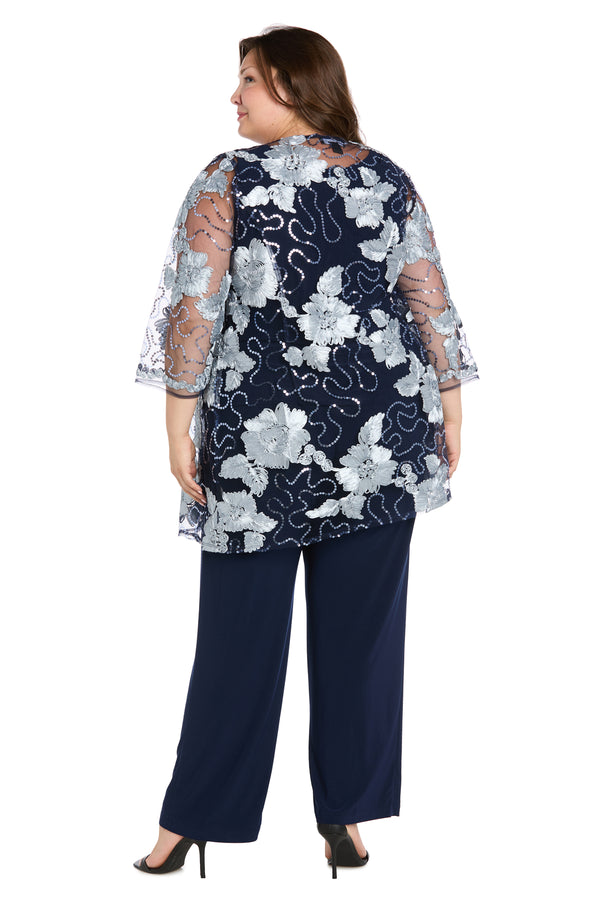 R&m Richards Floral Threadwork Pantsuit - Plus