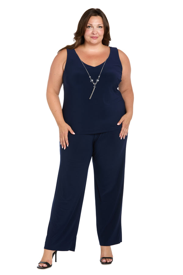 R&m Richards Floral Threadwork Pantsuit - Plus