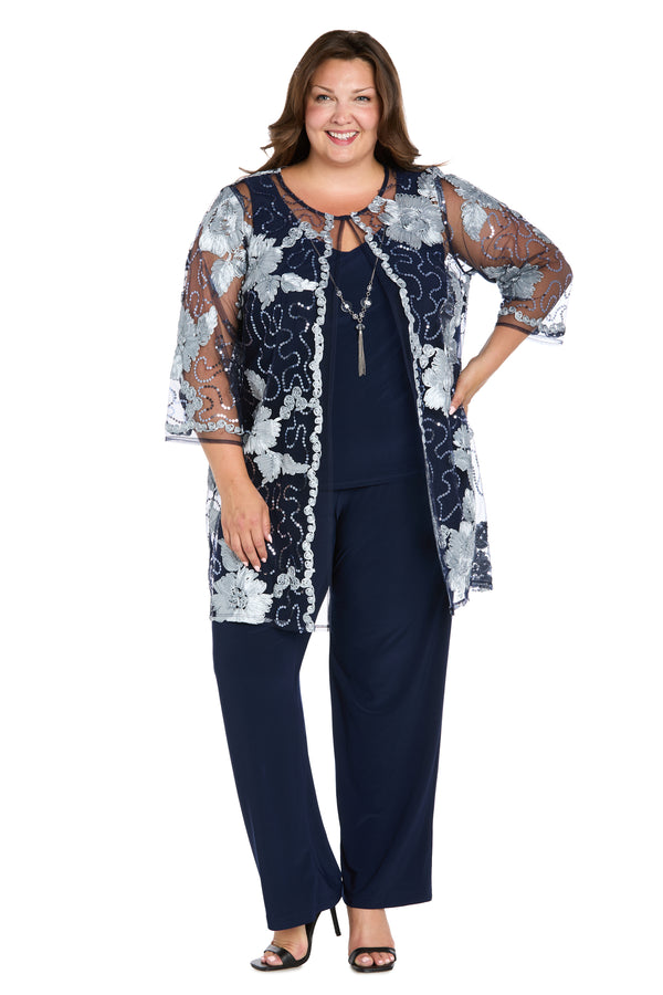 r&m richards Floral Threadwork Pantsuit - Plus