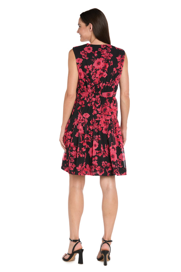 R&m Richards Floral Wrap V-Neck Sleeveless Dress