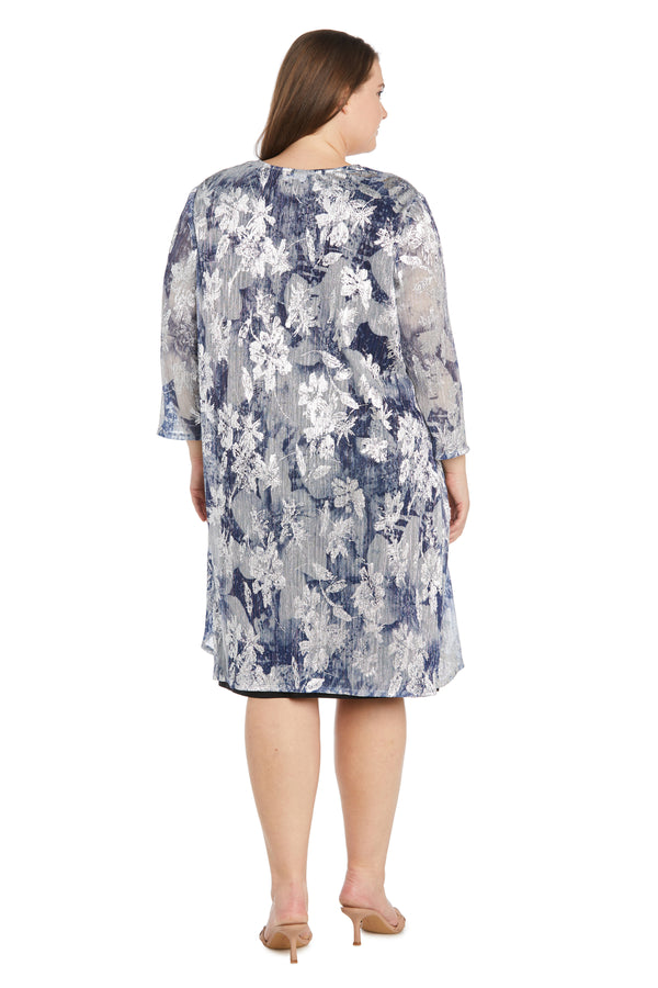 R&m Richards Flyaway Metallic Jacket Dress - Plus