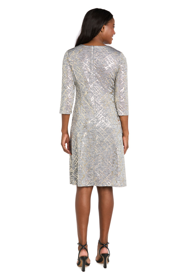 R&m Richards Foil Knit Faux Wrap Dress