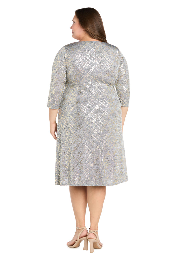 R&m Richards Foil Knit Faux Wrap Dress - Plus