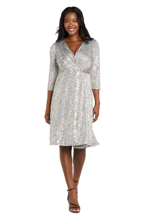 r&m richards Foil Knit Faux Wrap Dress